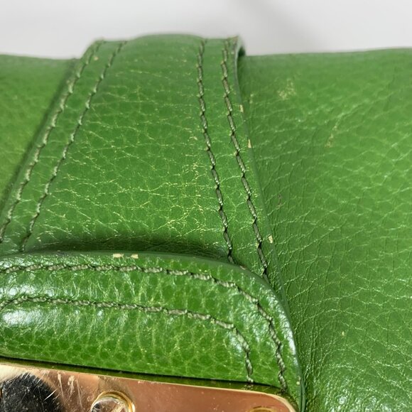 Michael Kors Crossbody Bag, Small, Green w/ Gold Buckle & Hardware, Adjustable - Picture 12 of 16